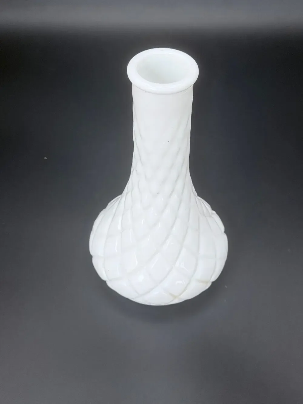 Vintage Hoosier Glass 4062 White Milk Glass Diamond Bud Vase 6 Inch MCM